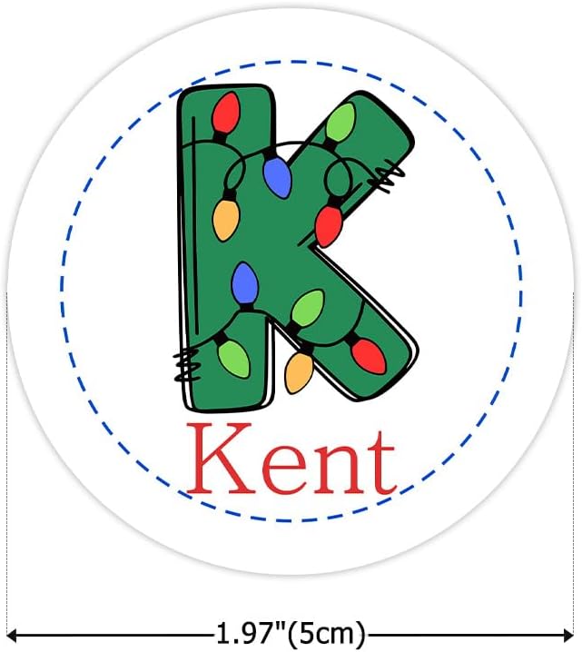 Personalized Christmas Name Stickers Xmas Decorations Initial Gift Stickers | 4 Initial Design | Custom Waterproof Cute Labels for Gift Box, Party Decorations, Envelopes | 30 Pcs 