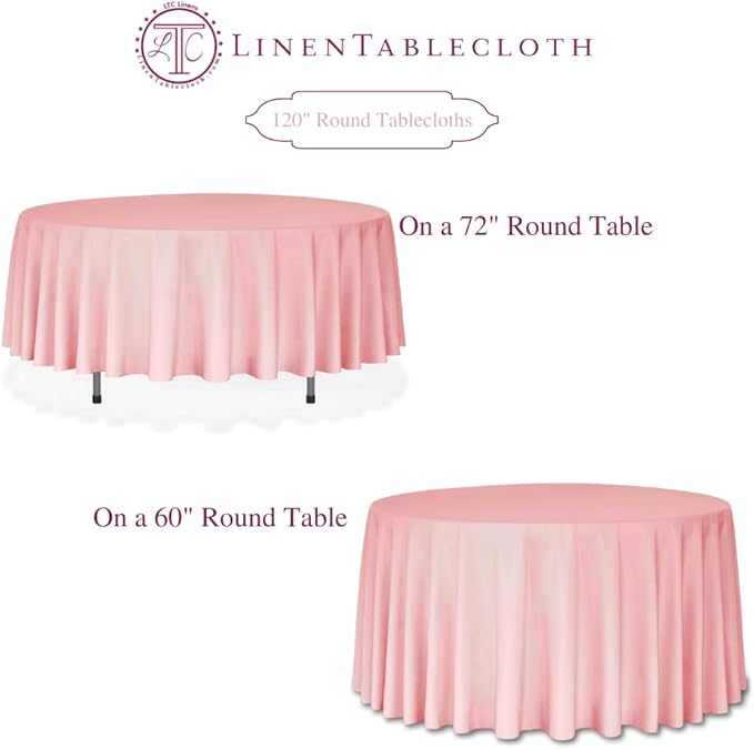 LTC LINENS 10 Pack 120 Inch Round Tablecloth Navy Blue - Bulk for 60 Inch Round Table Floor Length - Washable, Wrinkle Resistant Polyester Fabric Cloth for Parties