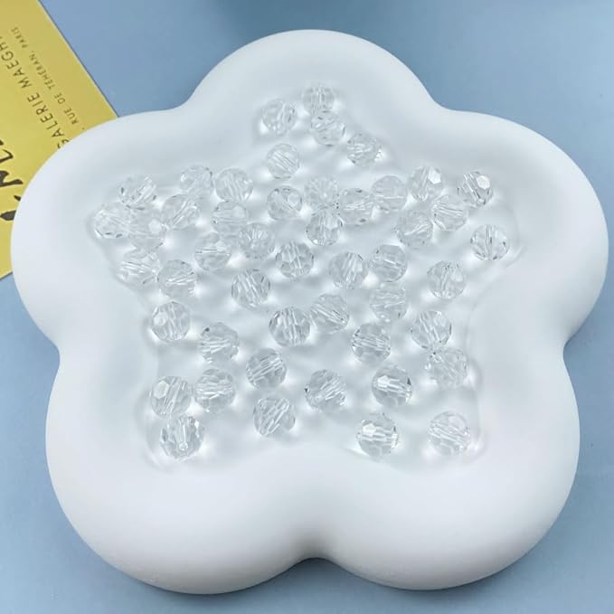 100 PCS 8mm Crystal Glass Beads Round Multiple Faceted Loose Spacer Glass Beads for DIY Handcrafte Bracelet Necklace Earring Jewelry Making(Transparent)