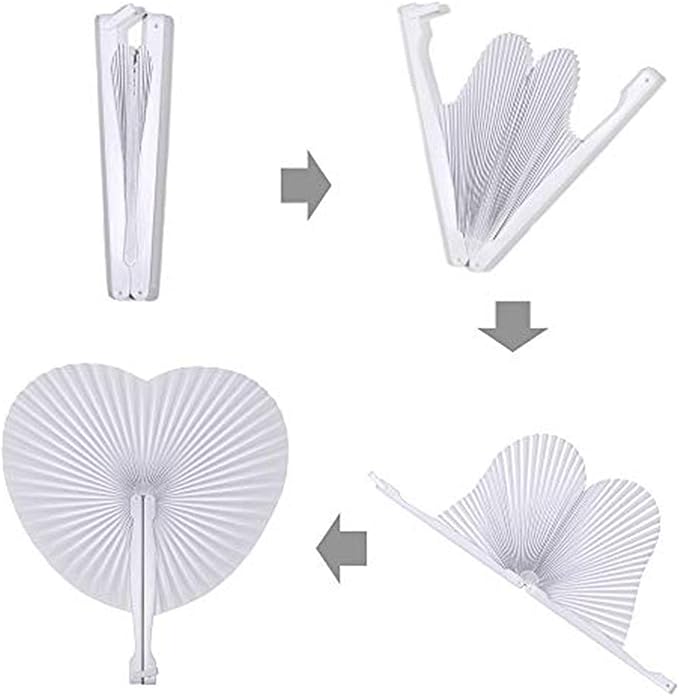 12 Packs Decorative Paper Folding Hand Fans Handheld,Yellow Heart Foldable Wedding Fans Chinese and Japanese Fans Bulk for Bridal Guest Church Party Favors Dancing Birthday DIY