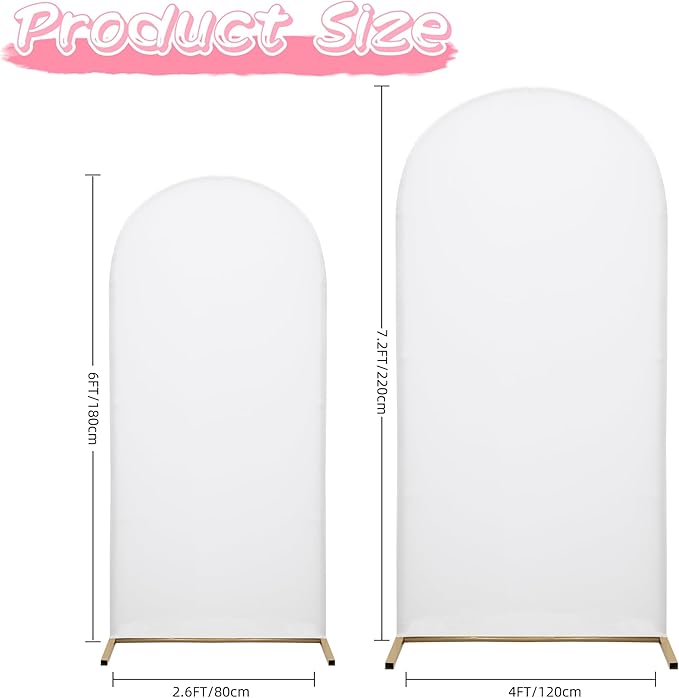 DREAHOTEXTIL Wedding Arch Frame Cover 7.2FT Arch Background Cover Spandex Fabric Elastic Background Suitable for Weddings, Birthday Parties, Baby Showers, banquets, and Ceremonial Decorations(White)