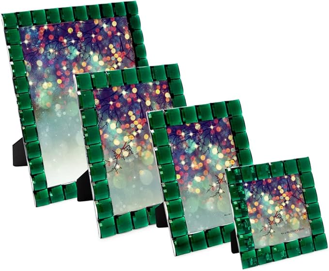 Isaac Jacobs Decorative Sparkling Jewel Picture Frame, Photo Display & Home Décor (5x7, Emerald Green)
