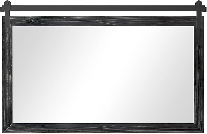 COGOOD Farmhouse Bathroom Mirror - 45 x 30 Large Rectangle Barn Door Mirror for Vanity, Bedroom, Living Room Wall Decor (Black)