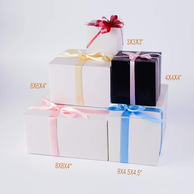 GEFTOL Gift Box 10 Pack 6 x 6 x 4 inches Fold Box Paper Gift Box Bridesmaids Proposal Box for Bridal Birthday Party Christmas(White)