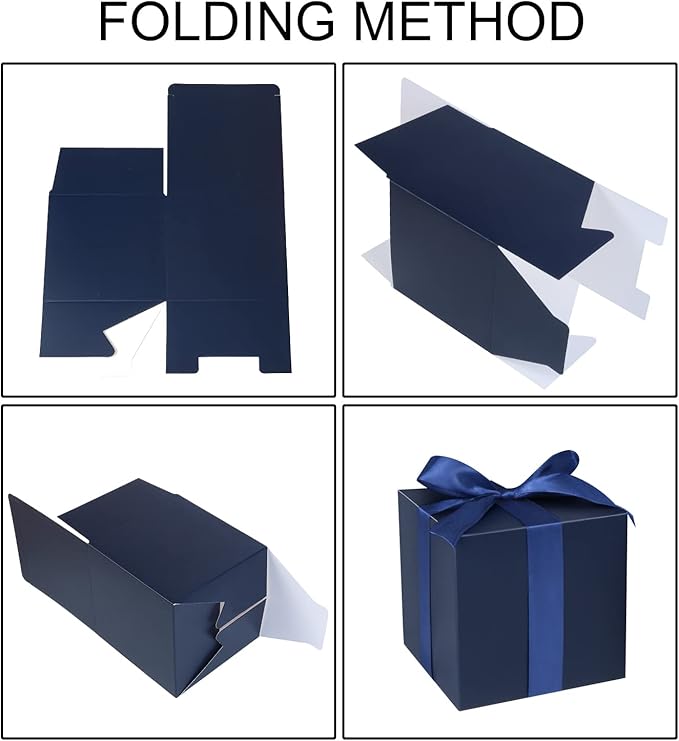 COTOPHER Small Gift Boxes 25 Pack 5x5x5 inches Blue Gift Boxes with Lids for Gifts, Crafting, Wedding Party Favor, Cupcake Boxes, Candy, Bridesmaids Proposal Box with Ribbons and Stickers