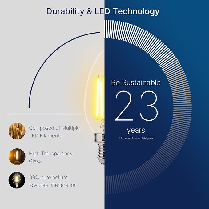 FLSNT 60W Equivalent LED Chandelier Light Bulbs, Dimmable LED B11 E12 Candelabra Base Bulbs, 3500K Natural White, 550LM, 24 Pack UL,CA65 Listed.
