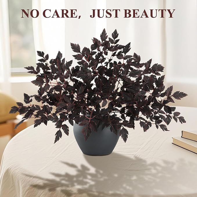 Fall Decor,Fall Stems,Artificial Cimicifuga Stems,3-Pack 32 Inch,Purple Fall Foliage Spray for Tall Vase,Farmhouse Thanksgiving Mantel Centerpiece Halloween Fall Decorations for Home Arrangements