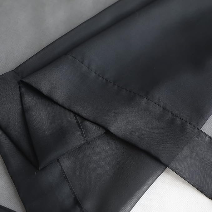 Window Black Sheer Curtains 60 Inches Width 72 Inches Long 2 Panels Sheer Curtains Clear Curtains Basic Rod Pocket Panel for Home Living Room Bedroom Kids Room Yard Patio Parlor Sliding
