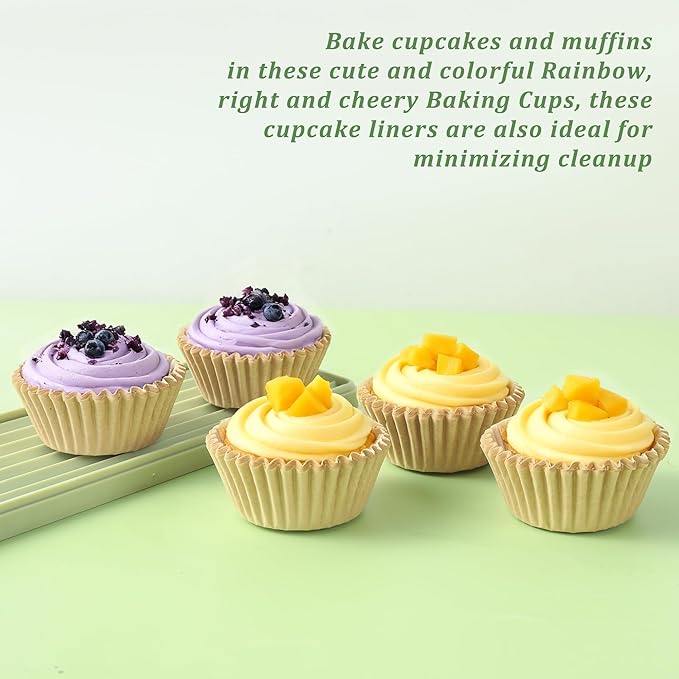 2 inch 1000-Count Mini Cupcake Liners Bright Colorful Muffin Baking Cups, Odorless,Baking Paper Cups for Baking Candy Cooking,Upgraded & Food Grade Grease-Proof Paper (Brown, 2 Inch)