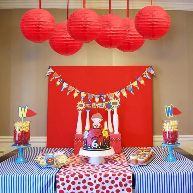 BEISHIDA 8-Inch Red Round Paper Lanterns Decorative Hanging Asia Chinese Japanese Paper Lanterns Lamp for Birthday Wedding Baby Bridal Shower Christmas Home Decor Party Decoration(6 Packs)