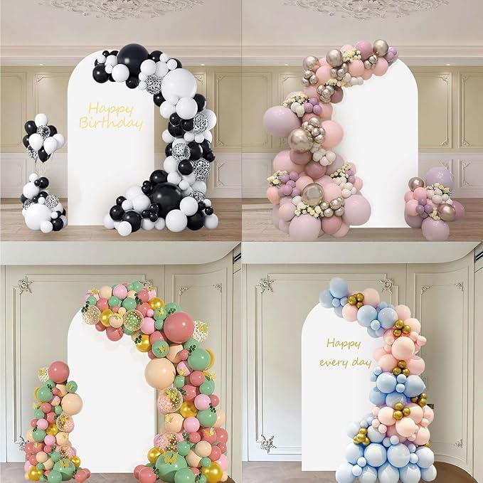 6.6FT Wedding Arch Backdrop Stand and White Arch Cover, White Spandex Fitted Backdrop Cover and Gold Wedding Arch Frame for Birthday Party Wedding Ceremony Bridal Baby Shower, Parties Decoration.