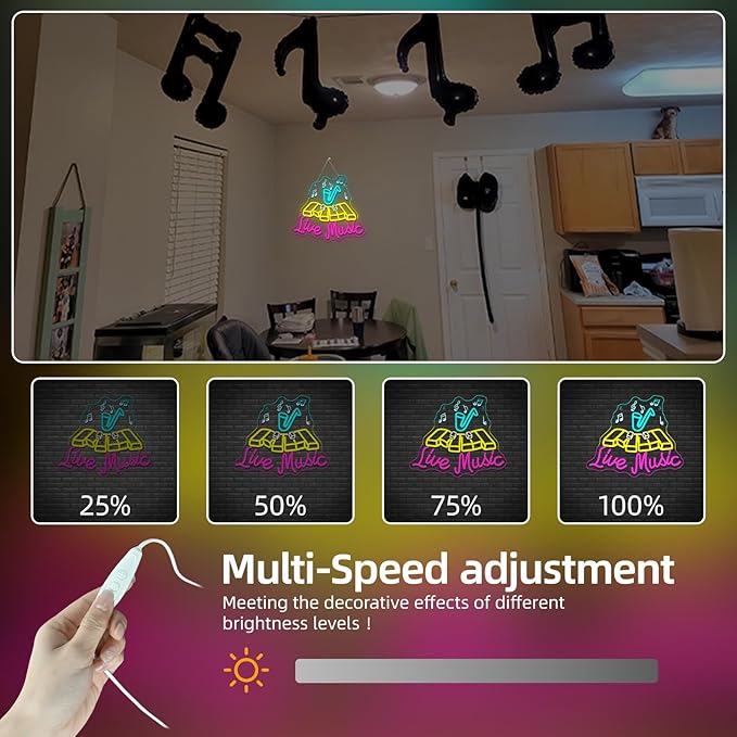 Live Music Neon Sign Jazz Neon Signs For Wall Decor Saxophone Led Lights Colorful Light Up For Music Studio Bar Club Party Live House Singing Lover Bedroom Decoration Gifts
