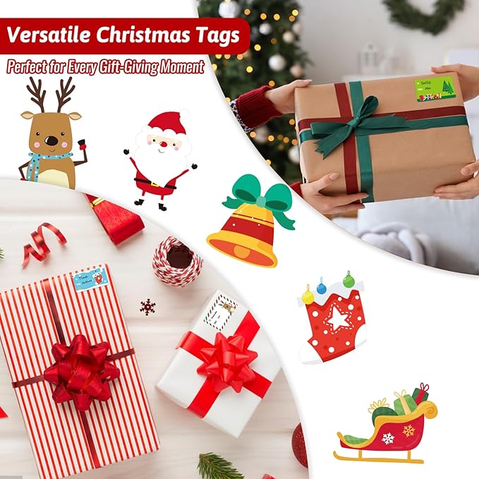 500 PCS Tags - Santa Claus Stickers, Self-Adhesive Cartoon Christmas Tags for Festival & Holiday Decor(New)