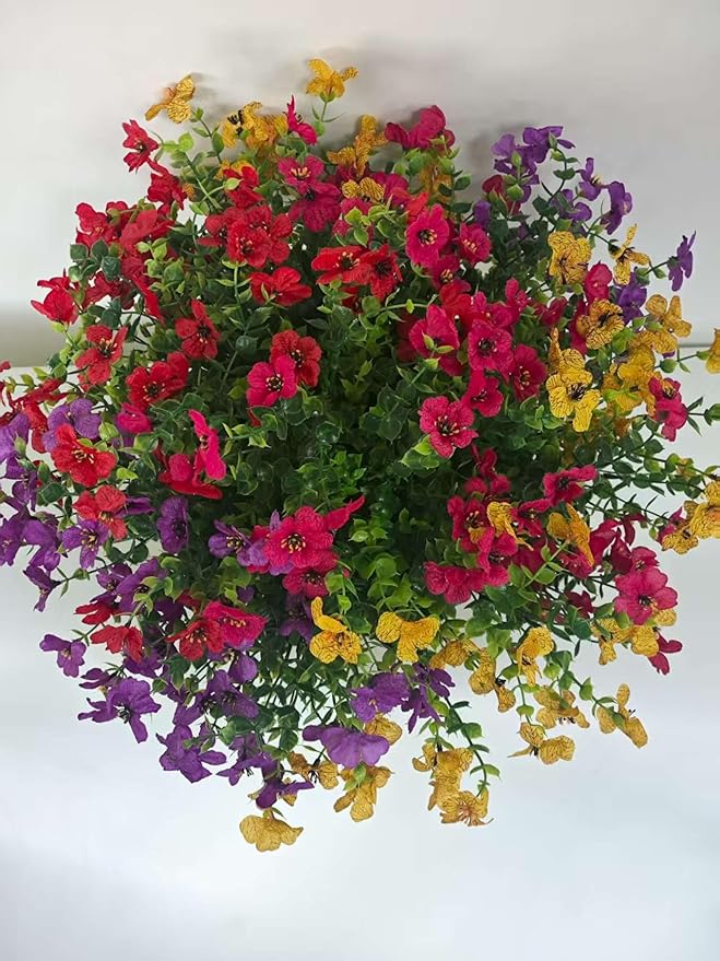 Faux Flower Daisy with Eucalyptus Leaves Fake Plants Greenery Boxwood Outdoor Indoor Garden Home Decoration Porch Patio (Mix)