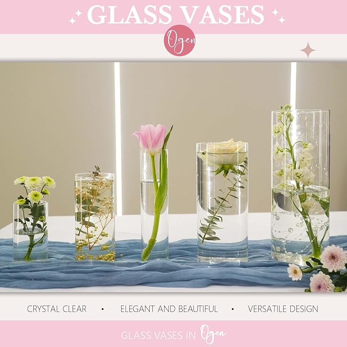 60pcs New & Improved Glass Vase Cylinder Vases for Centerpieces Small Flower Glass Clear Vases Home Decor Centerpiece Table Flower Vase Decorations for Wedding Decoration&Holiday Mixed Sizes Tall