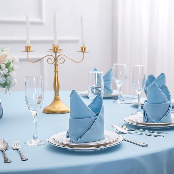 Cloth Napkins 20x20 inch Washable Polyester Dinner Napkins Soft Table Napkins for Wedding Party Dining Banquet(Blue Mist,12PCS)