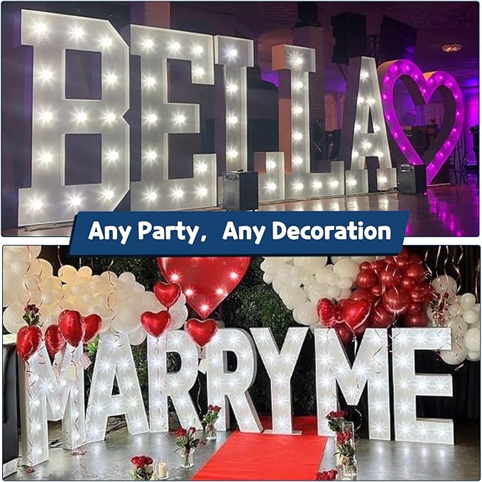 Marquee Letters 3 Feet Tall Large Light Up Letters Baby Shower Decorations Wedding Engagement Proposal White Party Decorations Marry Me Sign Big Cardboard Backdrop Y