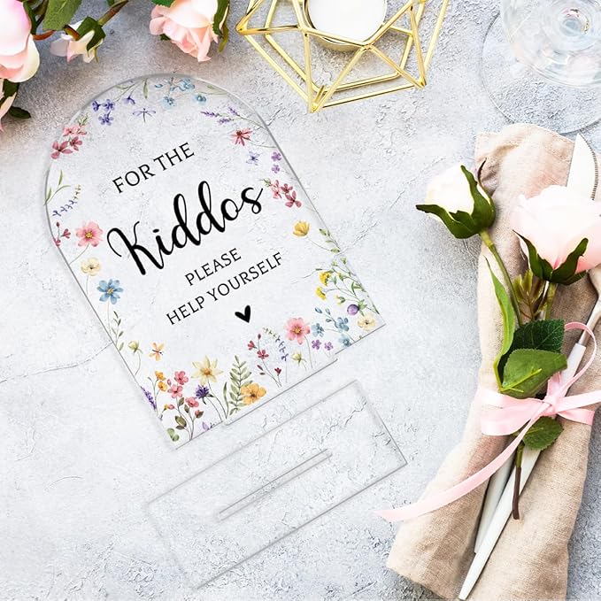 Wedding Sign,For The Kiddos Wedding Sign, Weddings Supplies 5x7 Inch, Kids Wedding Activities Acrylic Plaque, Please Help Yourself Sign, Wedding Signs for Ceremony And Reception decorative-signs184