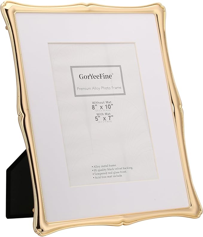 4 x 6'' Premium Alloy Gold Photo Frame - High-End Décor Picture Frames 6x4'' with Velvet Backing,Hi End Décor Metal Frames