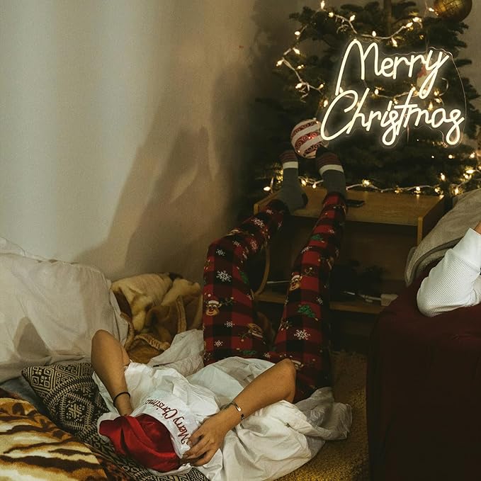 Merry Christmas Neon Sign USB Powered Merry Christmas Neon Light Sign for Christmas Decor Dimmable LED Christmas Light Up Sign for Christmas Home Party living Decor (16.5 * 12.6 In)
