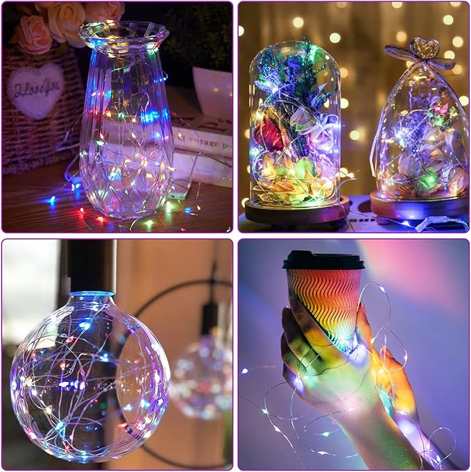12 Pack Fairy Lights Battery Operated String Lights,7FT 20LED Waterproof Silver Wire Christmas Lights Outdoor,Firefly Mini Lights for Bedroom Party Birthday Wedding Home Decor