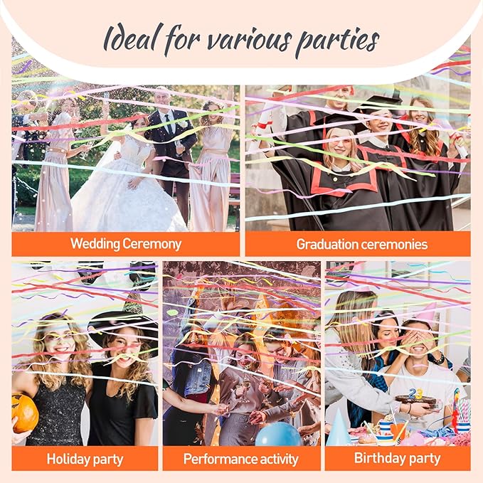 No Mess Streamers 100pack, Colorful Confetti Poppers,Hand Throw Party Poppers No Mess for Birthday, Graduation, Wedding Send Off, Engagement Party Favors(Colorful 100Pack)