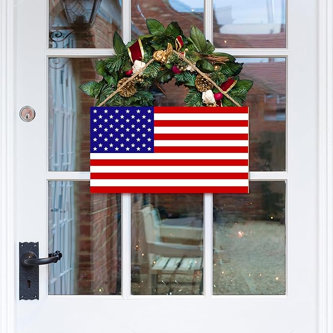 American Flag Door Hanging Sign,Farmhouse Patriotism Artwork Decorations Signs, Framed Indoor Outdoor Decorative Art Ornament for July 4th Independence Day, New Year, Holiday Party, Birthday
