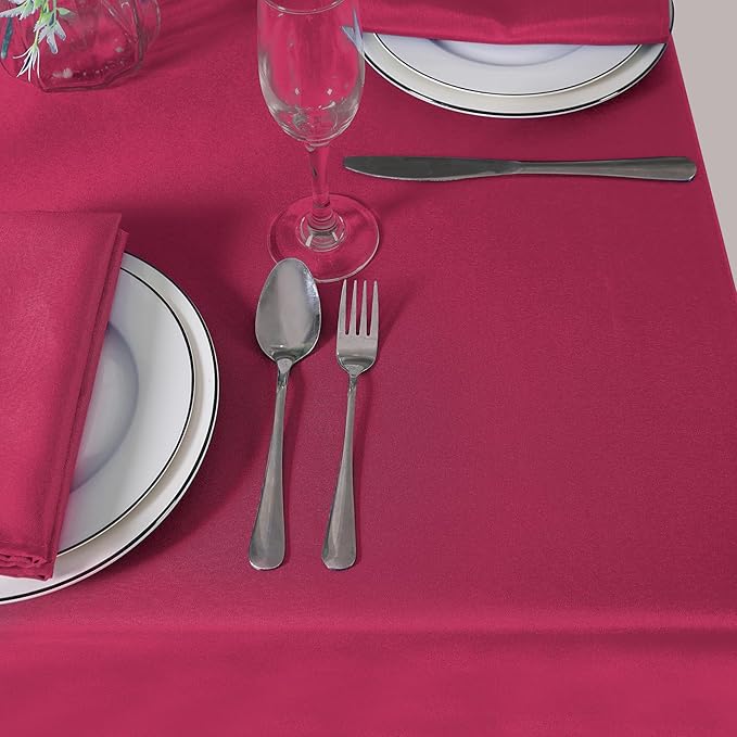 60 inch Round Tablecloth Washable Polyester Table Cloth Decorative Table Cover for Wedding Party Dining Banquet(60 inch,Burgundy)