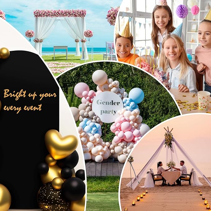 LEBENGURU Upgraded 5FT Wedding Arch Cover, Black Spandex Fitted Arch Backdrop Cover, Round Top Chiara Stand Covers for Birthday Party Baby Shower Banquet Balloon Décor