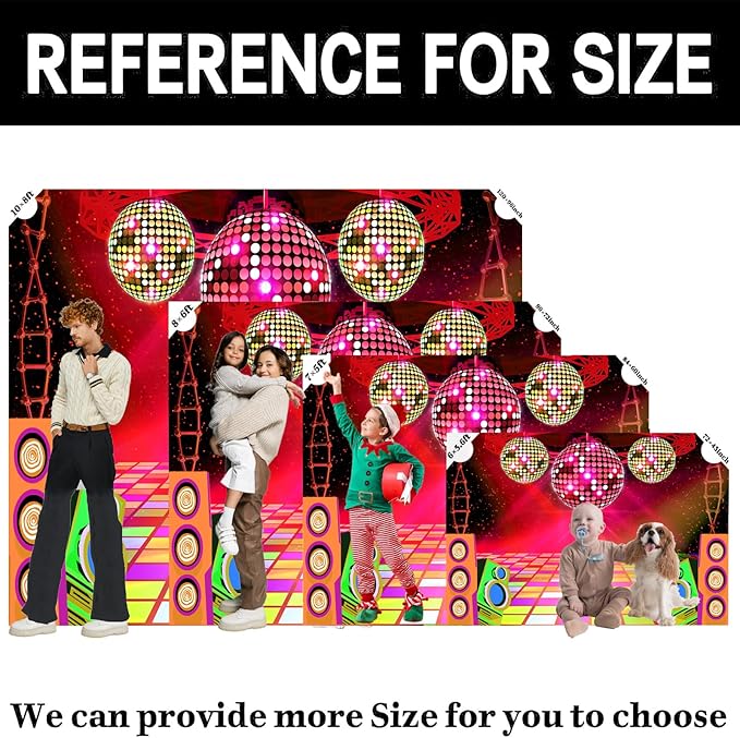 Dance Party Backdrop Retro 80s 90s Theme Stage Dance Ball Music Birthday Party Decoration DJ Photography Background 6 x 4 ft for Baby Shower Picture Photo Shoot Polyester Fabric, Red