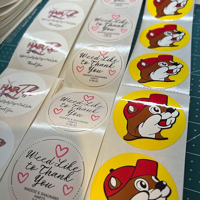 150 Custom Circle/Square BOPP Roll Labels- Personalized Stickers for Business Logo, Party, Wedding Favor, Baby Shower-Any Design Text + Image, Matte/Gloss Finish (3 Inch Circle)
