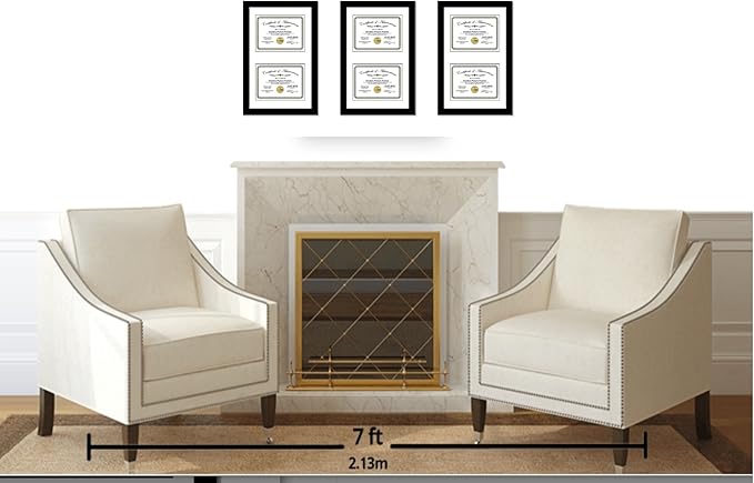 Creative Picture Frames 14X20Bk-W Black Vertical Double Diploma Frame With 2 Opening White Matting | Holds 2-8X10-Inch Documents With Installed Wall Hanger
