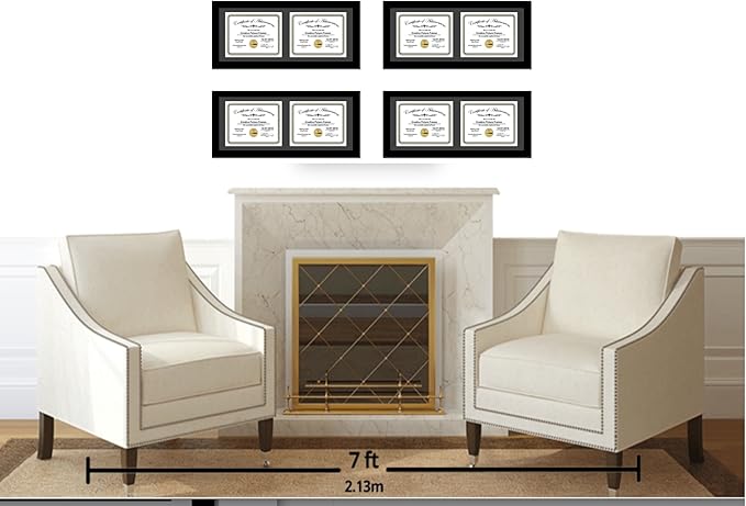 Creative Picture Frames 10X24Bk-B Black Horizontal Double Diploma Frame With 2 Opening Black Matting | Holds 2-8X10-Inch Documents With Installed Wall Hanger