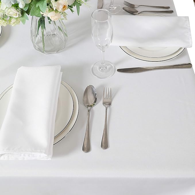 CupuamonSquare Tablecloth 70x70 inch Washable Polyester Fabric Table Cloth for Wedding Party Dining Banquet Decoration(70x70,White)