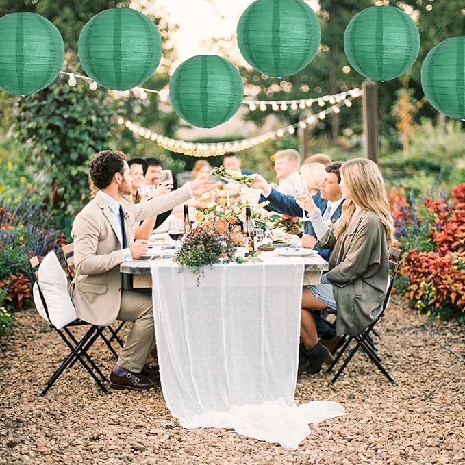 BEISHIDA 12-Inch Green Round Paper Lanterns Hanging Decorative Chinese Paper Lanterns Lamp for Birthday Wedding Party Irish Party Saint Patricks Day Decoration and Baby Bridal Shower(6 Packs)