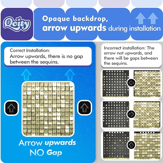 Qcity Black Shimmer Wall Backdrop 36PCS, Black Back Not See-Through Design, Square Sequin Glitter Backdrop Panel, Perfect for Outdoor Events, Birthdays, Wedding and Party Decoration