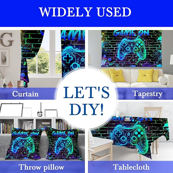 Mocsicka Game On Backdrop Video Game for Boys Level Up Birthday Party Decoration Game Night Arcade Neon Glow Gamer Banner Photography Background (Blue, 6x4ft(72"x48"))