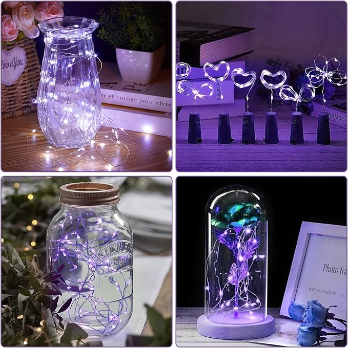 12 Pack Fairy Lights Battery Operated String Lights,7FT 20LED Waterproof Silver Wire Christmas Lights Outdoor,Firefly Mini Lights for Bedroom Party Birthday Wedding Home Decor