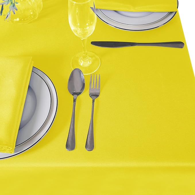 Cupuamon Square Tablecloth 90x90 inch Washable Polyester Fabric Table Cloth for Wedding Party Dining Banquet Decoration(90x90,Yellow)