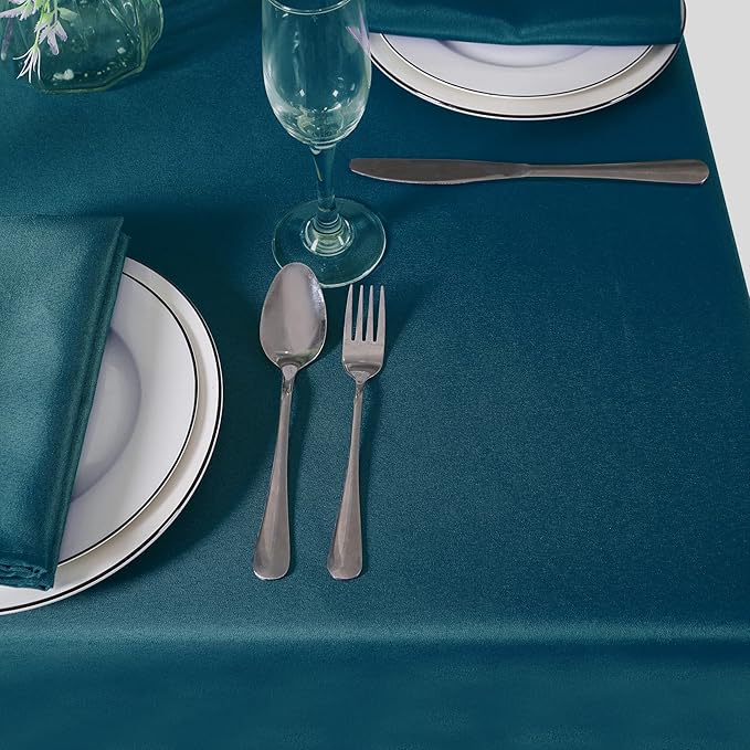 Cupuamon Square Tablecloth 52x52 inch Washable Polyester Fabric Table Cloth for Wedding Party Dining Banquet Decoration(52x52,Peacock Blue)