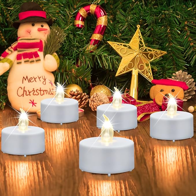LED Tea Lights Candles- 24PACK Flameless Candles Realistic and Bright Flickering Long Lasting 200Hours for Holiday Celebration,Home Decoration Warm White