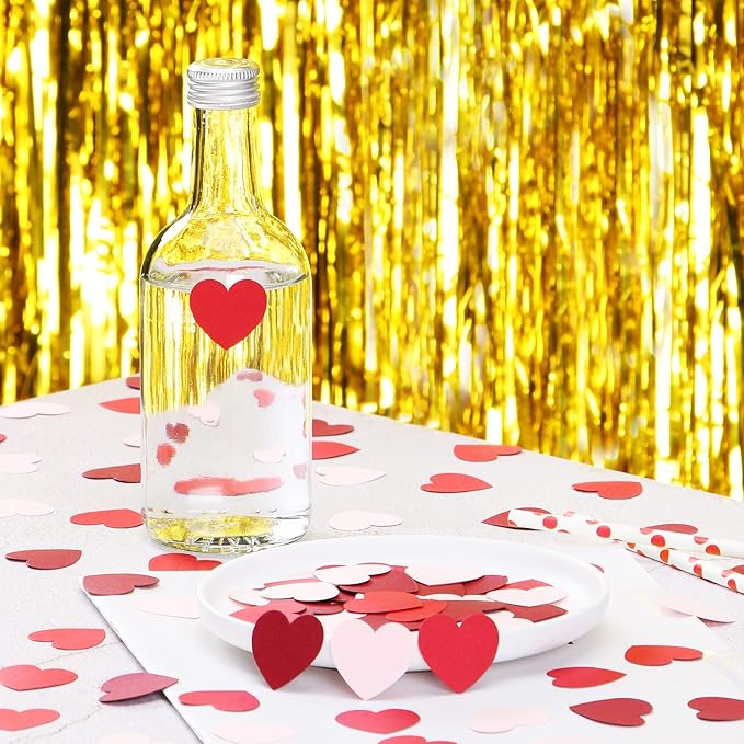 Pink Red Burgundy 300Pcs Paper Heart Confetti Table Decorations Engagement Mother's Day Wedding Anniversary Romantic Bridal Shower Birthday Party Valentine Galentines Day Decor HongTongTong