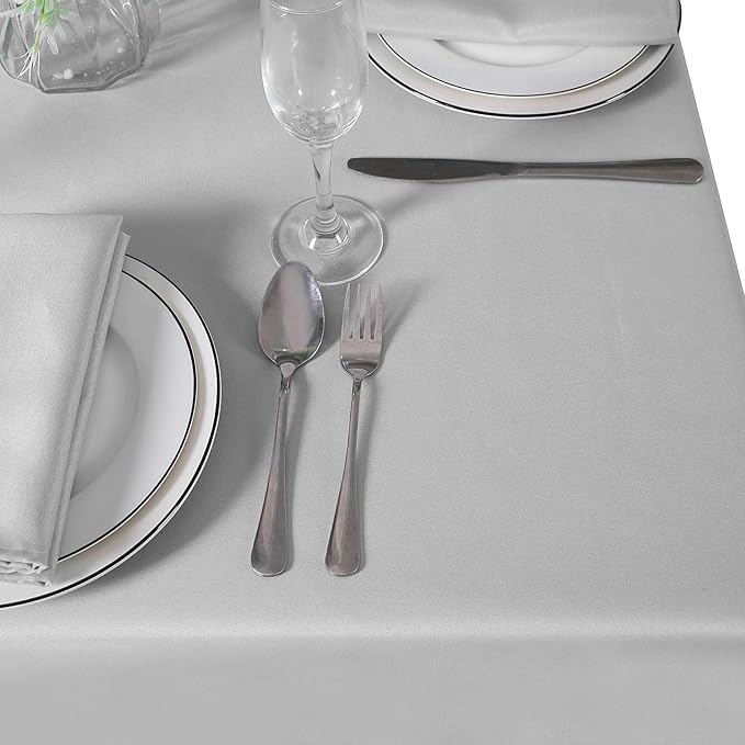 Cupuamon Square Tablecloth 52x52 inch Washable Polyester Fabric Table Cloth for Wedding Party Dining Banquet Decoration(52x52,Silver)