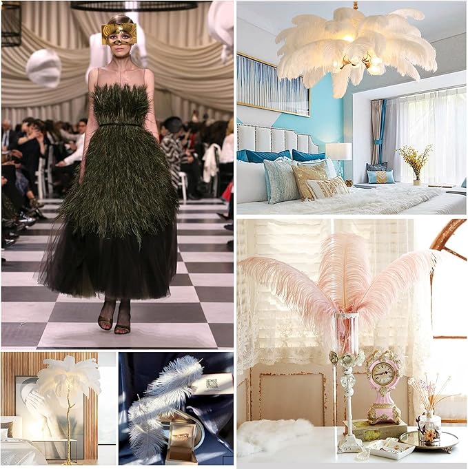 THARAHT Yellow Ostrich Feathers 12pcs Large Natural Bulk 14-16Inch 35cm-40cm for Wedding Party Centerpieces Easter Gatsbi and Home Decoration Feathers