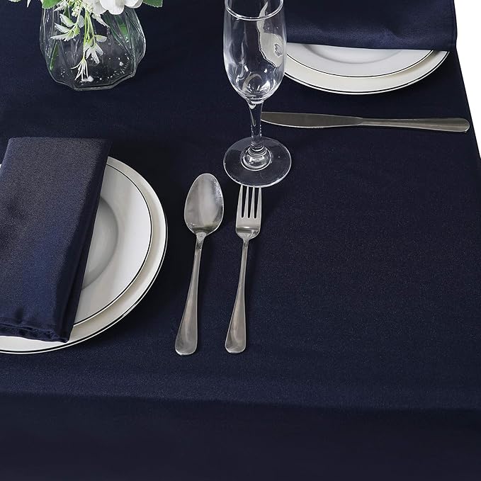 60 inch Round Tablecloth Washable Polyester Table Cloth Decorative Table Cover for Wedding Party Dining Banquet(60 inch,Navy)