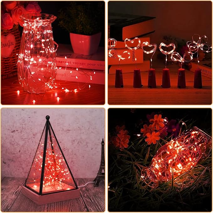12 Pack Fairy Lights Battery Operated String Lights,7FT 20LED Waterproof Silver Wire Christmas Lights Outdoor,Firefly Mini Lights for Bedroom Party Birthday Wedding Home Decor