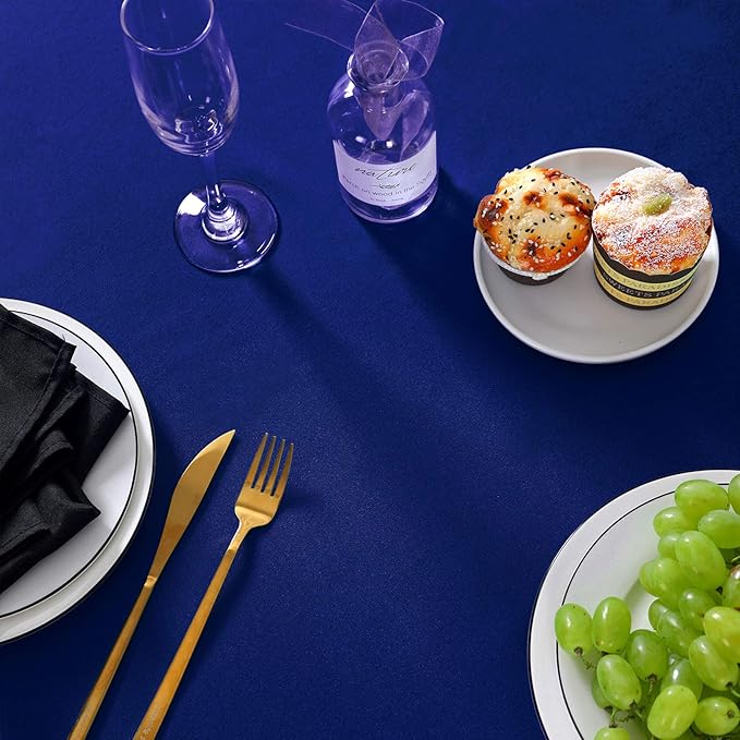 Rectangle Tablecloth 90x132 inch Washable Polyester Fabric Table Cloth for Wedding Party Dining Banquet Decoration(90x132, Royal Blue)
