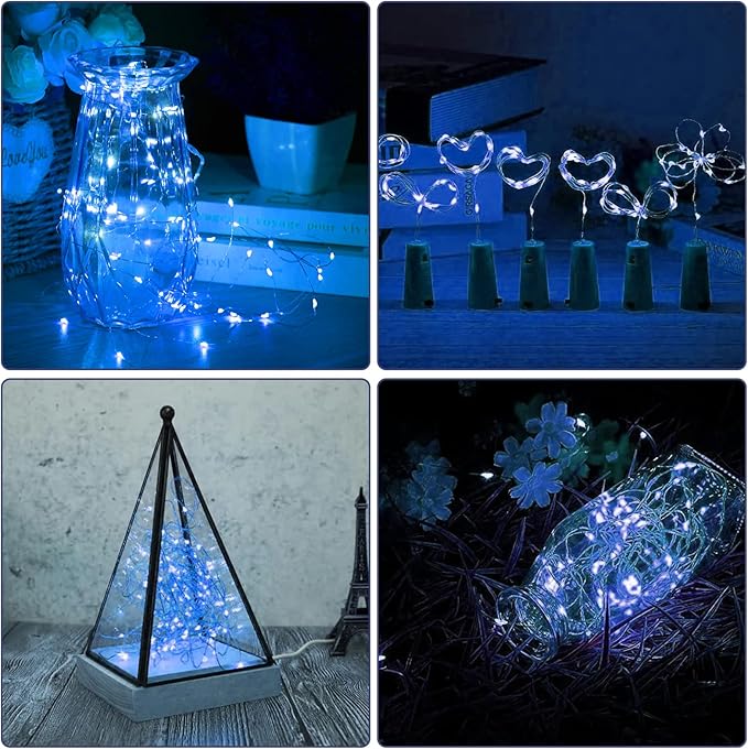 12 Pack Fairy Lights Battery Operated String Lights,7FT 20LED Waterproof Silver Wire Christmas Lights Outdoor,Firefly Mini Lights for Bedroom Party Birthday Wedding Home Decor