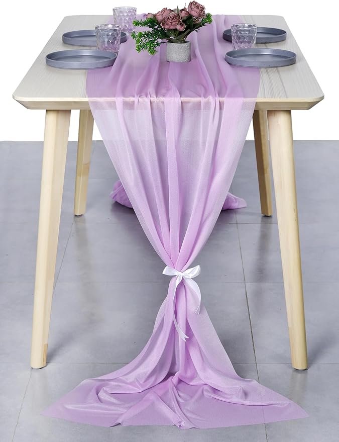 MDS Halloween Chiffon Table Runner - 5 Pack, 29 x 170 Inches, 14ft Each - Sheer Spooky Table Runners for Haunted House Parties, Trick-or-Treat Tables, Witchy Décor, Wedding & Events - Orchid