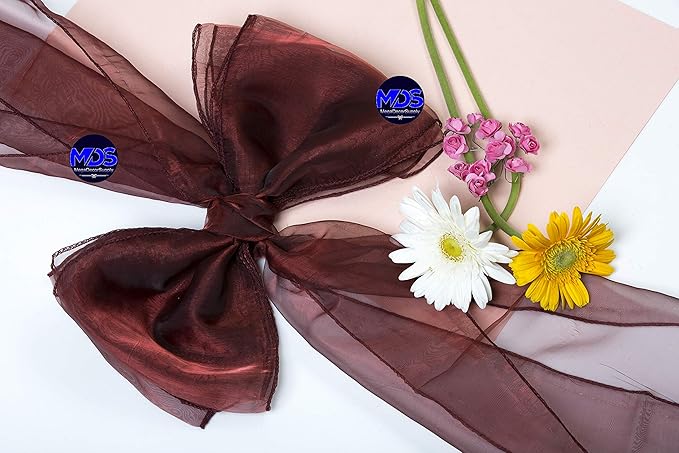 MDS Pack of 200 PCS Organza Chair Sashes Wider Dining Chair Bows Ribbon Tie Back for Wedding Party Birthday Bridal Shower Reception Event Banquet Home Chair Cover Decoration - Burgundy